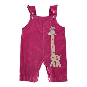 Vintage Beth Terrell Pink Giraffe Corduroy Jumper Baby Girl 3 Months